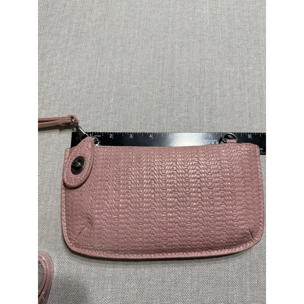 JOY Susan Blush Pink Textured Wristlet Wallet Clutch | Zip Top | Crossbody Strap